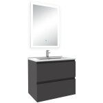 Acezanble - ensemble meuble salle de bain 60cm simple vasque et miroir lumineux 3 couleurs et dimmable ...