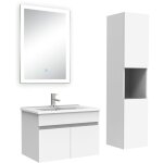 Acezanble - ensemble meuble salle de bain 60cm avec vasque + colonne + miroir lumineux dimmable blanc ... Acezanble - ensemble meuble salle de bain 60cm avec vasque + colonne + miroir lumineux dimmable blanc ...