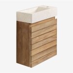 Sklum - ensemble meuble de salle de bain en bois de teck avec lavabo intgr en ciment napier