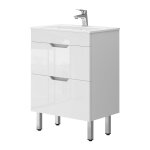 Vicco - ensemble de meubles de salle de bain clayton, blanc, 2 pièces, armoire basse 60 cm Vicco - ensemble de meubles de salle de bain clayton, blanc, 2 pièces, armoire basse 60 cm