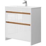 Vicco - ensemble de meubles de salle de bain detmold, blanc, 2 pices, armoire basse 80 cm