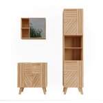 Ensemble de meubles de salle de bain lucie, bambou, 3 pi�ces, avec armoire haute, vicco