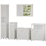 Vicco - ensemble de meubles de salle de bain riad, blanc, 5 pices, meuble bas avec tagre intermdiaire ...