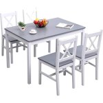 Table de salle  manger ensemble table  manger et 4 chaise en bois pour cusine, salle de manger , blanche ...
