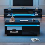 Ensemble de meubles de salon, brillant, led, table basse + meuble tv (convient aux t�l�viseurs jusqu'� ...