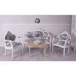Ensemble de meubles de salon de style louis xv, tapisss de blanc
