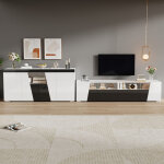 Ensemble de meubles de salon, meuble tv bas 180x38, 5x45 cm avec �clairage led, buffet 140x40x65 cm, ...