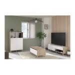 Parisot - ensemble meuble de salon - meuble tv, table basse relevable, bahut haut - morphos - d�cor blanc ...