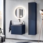 Ensemble meuble simple vasque 60cm et colonne ros bleu