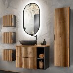 Petits - meubles - ensemble meuble simple vasque 80cm 2 niches colonne et 3 armoires murales gaia bois ...