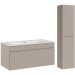 Petits - meubles - ensemble meuble simple vasque encastre 100cm et colonne zelie cachemire