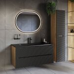 Petits - meubles ? meuble sous vasque simple 120cm ? 2 tiroirs et colonne ? finition bois ch�ne huil� ...