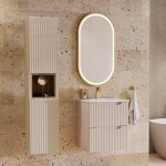 Petits - meubles - ensemble meuble simple vasque encastr�e 50cm 2 tiroirs et colonne riva cachemire et ...