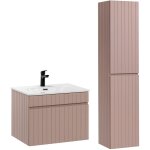 Ensemble meuble simple vasque encastr�e 60cm et colonne zelie rose