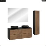 Ensemble de meubles sous vasque - 120 cm - avec plan - 2 vasques - colonne - miroir led - m�rk