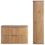 Ensemble meuble sous vasque 80 cm et colonne 35 / 139 cm � suspendre glamour ch�ne craft d'or