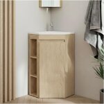 Ensemble meuble sous vasque d'angle sur pieds avec vasque en r�sine et robinet chrom�