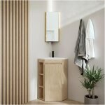 Meuble d'angle sorrento sur pieds avec vasque, robinet et armoire miroir