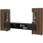 Ensemble meuble tv et 2 armoires akram bois weng� et noir