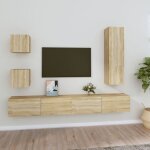 Maison chic - ensemble de meubles tv 5 pcs - banc tv - meuble tl chne sonoma bois d'ingnierie 175464 ...