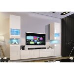 Viva - ensemble meuble tv concept 67 - 67 - hg - w - 2 - 1b blanc brillant 256 x 35 x 181 - 200 cm