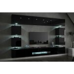 Viva - ensemble meuble tv concept c80 - 18b - hg1 - 1a noir brillant 257 cm