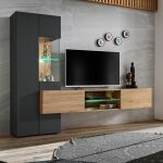 Paris prix - ensemble meuble tv design 'try' 210cm chne & gris