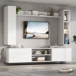 Ensemble de meuble tv muraux 4 pi�ces avec vitrines, design moderne pour salon, meuble tv l180 cm sur ...