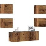 Maison chic - ensemble de meuble tv mural 5 pcs - banc tv - meuble tl vieux bois bois d'ingnierie ...