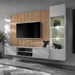 Ensemble meuble tv rayure  xari  200cm naturel & gris