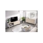 Ensemble meuble tv table basse buffet ness - m�lamin� - style scandinave - chene et blanc