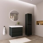 Ensemble meuble vasque 60 cm avec colonne - lomazoo avalon - ch�ne noir - lavabo blanc