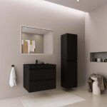 Ensemble meuble vasque 60 cm avec colonne - lomazoo avalon - lavabo noir - noir mat