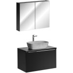 Ensemble meuble vasque � poser + cabinet miroir - 80 cm - rosario black - livraison gratuite