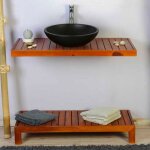 Ensemble meuble vasque miroir et banc japonais salle de bain gempo 100 cm en bois teck naturel taille ... Ensemble meuble vasque miroir et banc japonais salle de bain gempo 100 cm en bois teck naturel taille ...