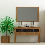 Ensemble meuble vasque salle de bain borneo 140 cm en bois teck massif avec miroir taille - meuble + ...