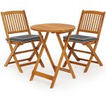 Ensemble de mobilier de balcon 3 pieces comprenant une table ronde 2 chaises et 2 coussins ensemble de ...