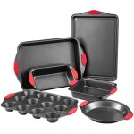 Ensemble de moules  ptisserie, 6 pices, en acier au carbone antiadhsif, empilables, poignes en silicone, ...