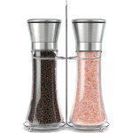 Ensemble moulin sel poivre acier inoxydable avec support, r�glage mouture et design �l�gant
