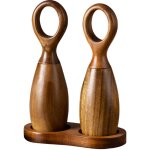 Ensemble moulin � sel et � poivre en bois, rechargeable, � mouture r�glable, avec plateau