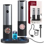 Ensemble de moulins � sel et � poivre �lectriques 2 pi�ces noir