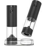 Ensemble de moulin � sel et poivre �lectrique moulin � �pices � piles avec base, r�cipient transparent ...