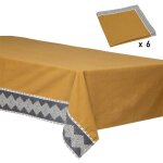 Atmosphera - ensemble nappe et 6 serviettes inuit coton jaune ocre 250x150cm créateur d'intérieur Atmosphera - ensemble nappe et 6 serviettes inuit coton jaune ocre 250x150cm créateur d'intérieur
