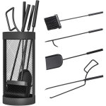 Ensemble d'outils de chemin�e combin�s, ensemble de 5 pi�ces : brosse, pelle, pinces, tisonnier et seau, ...