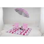 Ensemble de plage 4 pi�ces avec parasol, 2 chaises pliables et tapis de pique - nique, parasol portable ...