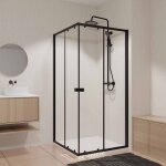 Ensemble portes de douche coulissantes extensibles noir 80 / 90x185cm - black slide 80 - 90