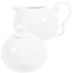 Ensemble pot � lait en c�ramique avec couvercle et cuill�re - service � caf�