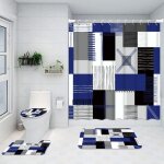 Ensemble de rideau de douche, comprenant un tapis de sol antid�rapant, un tapis de toilette et un rideau ...