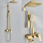 Ensemble de robinet de douche or pommeau de douche  effet pluie 8 pouces avec abs douchette  main robinet ...