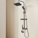 Ensemble de robinet de douche, pommeau de douche � effet pluie laiton 13cm avec douchette � main robinet ...